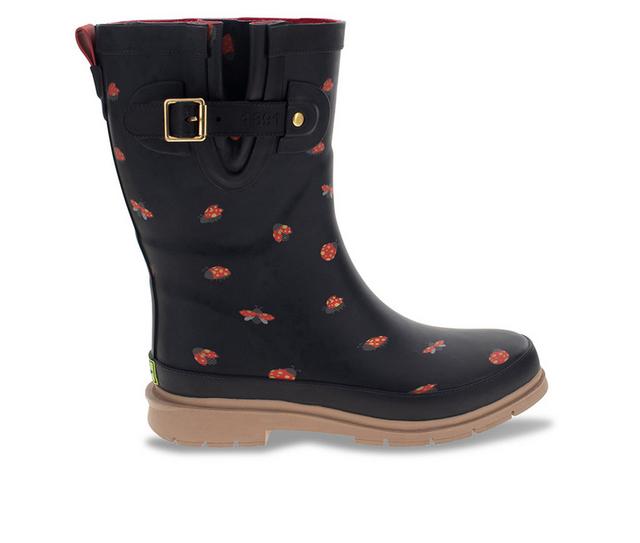 Women's Western Chief Lucky Ladybug Mid Rain Boots in Black color