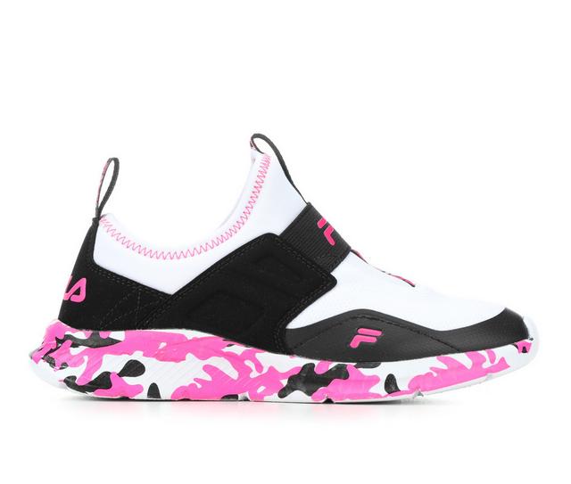 Girls' Fila Little Kid & Big Kid Landbuzzer Camo Running Shoes in Blk/Wht/Pnk color