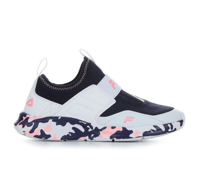 Girls' Fila Little Kid & Big Kid Landbuzzer Camo Running Shoes in Navy/White/Pink color