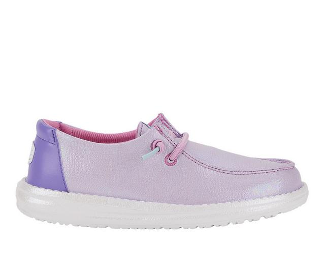 Girls' HEYDUDE Little Kid & Big Kid Wendy Iridescent Sparkle Casual Shoes in Purple color