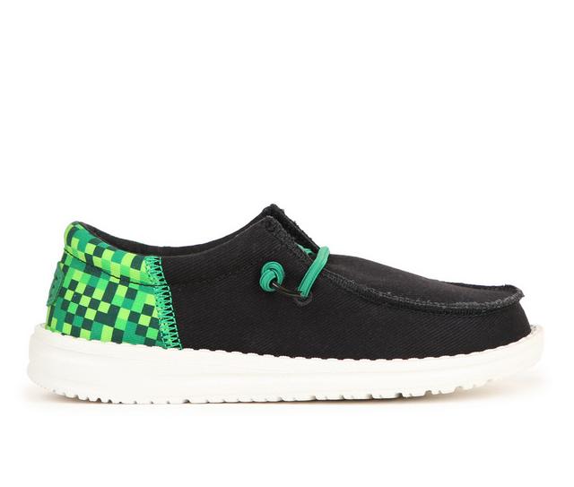 Boys' HEYDUDE Little Kid & Big Kid Wally Funk Y Gaming Casual Shoes in Black/Green color