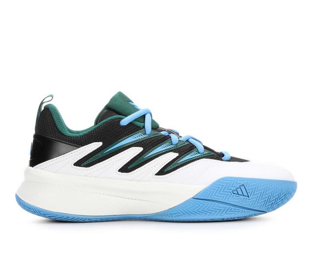 Boys' Adidas Big Kid Dame Certified 3 J Basketball Shoes in White/Blue/Blk color