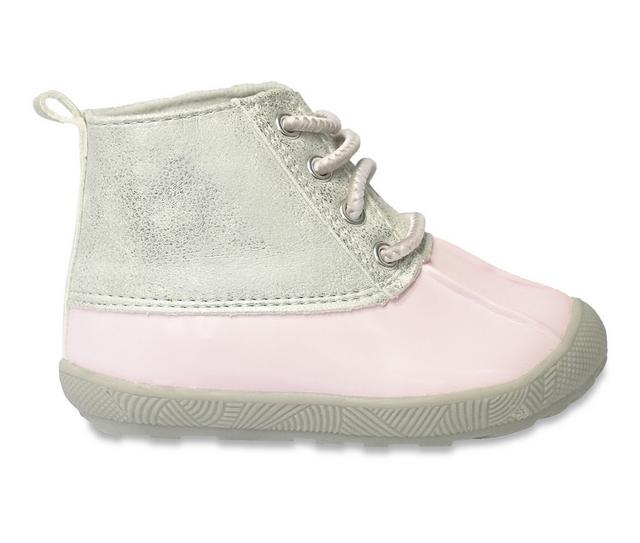 Kids' Baby Deer Infant & Toddler & Little Kid Jude Crib Shoe Duck Boots in Pink/Silver color