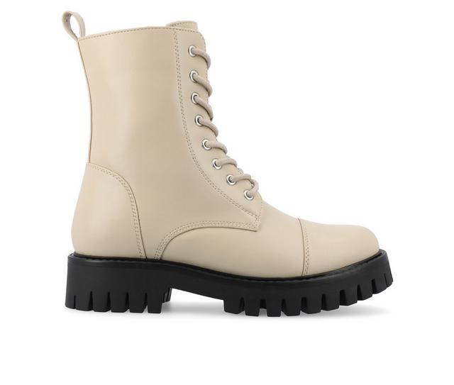 Women's Journee Collection Aaley Combat Boots in Bone color