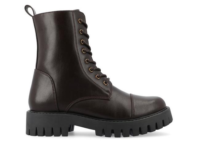 Women's Journee Collection Aaley Combat Boots in Brown color