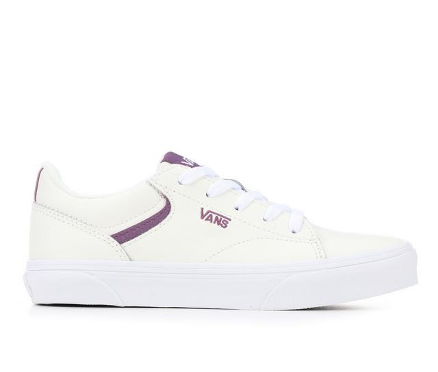 Vans Seldan Leather Girls 10-6 Sneakers in White/Grape color