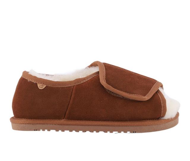 Lamo Footwear APMA Open Tow Wrap Womens Slippers in Chestnut color