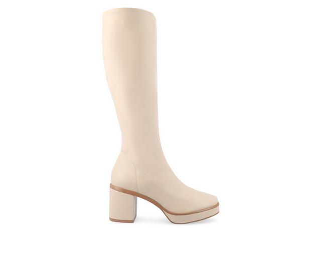 Women's Journee Collection Alondra Knee High Boots in Cream color