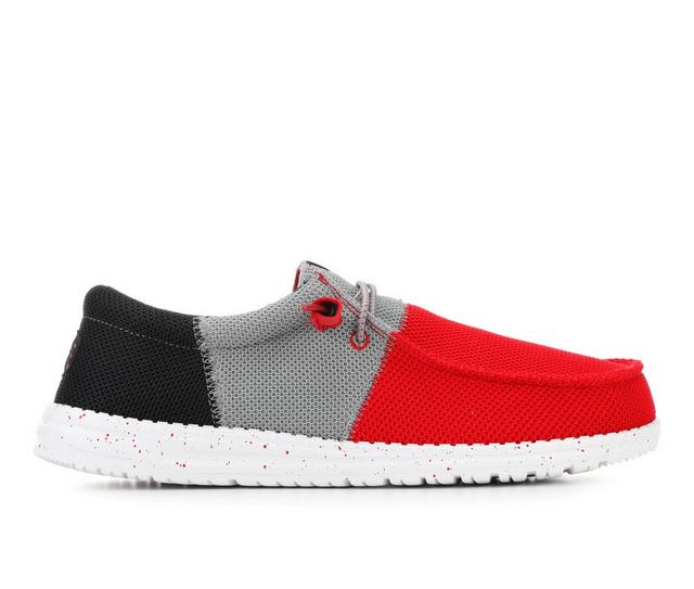 Men's HEYDUDE Wally Tri Varsity Mesh-M Casual Shoes in Red/Grey color