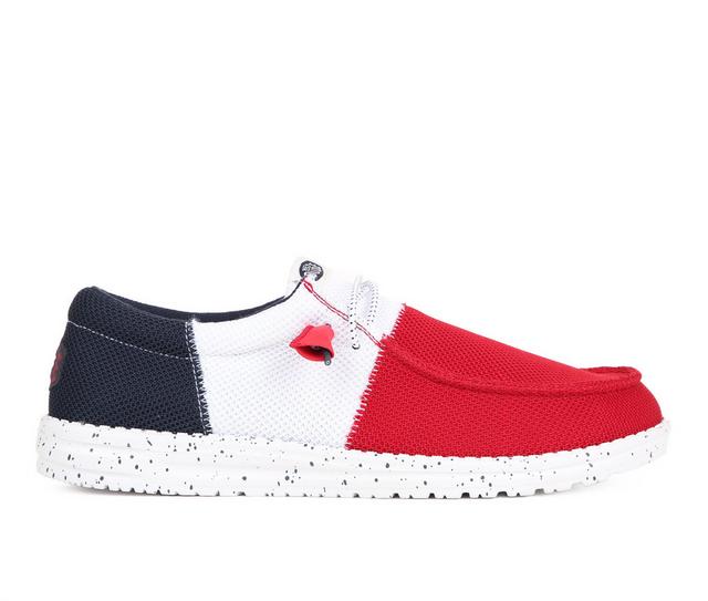 Men's HEYDUDE Wally Tri Varsity Mesh-M Casual Shoes in Red/Navy color