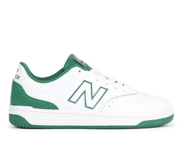 Boys' New Balance BB80 Grade School Sneakers in White/Green color