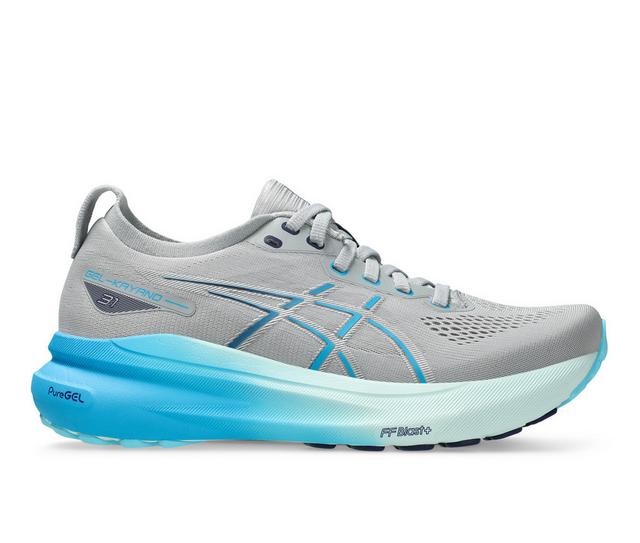 Women's ASICS Gel Kayano 31 Running Shoes in Grey/Aqua color