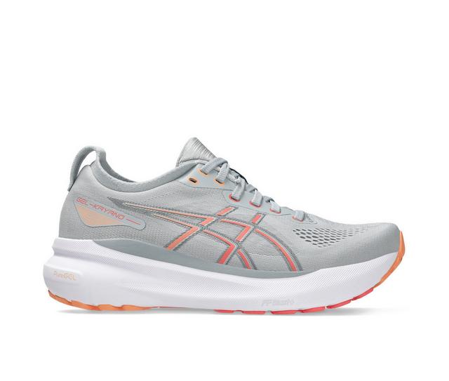 Women's ASICS Gel Kayano 31 Running Shoes in Grey/Papaya color