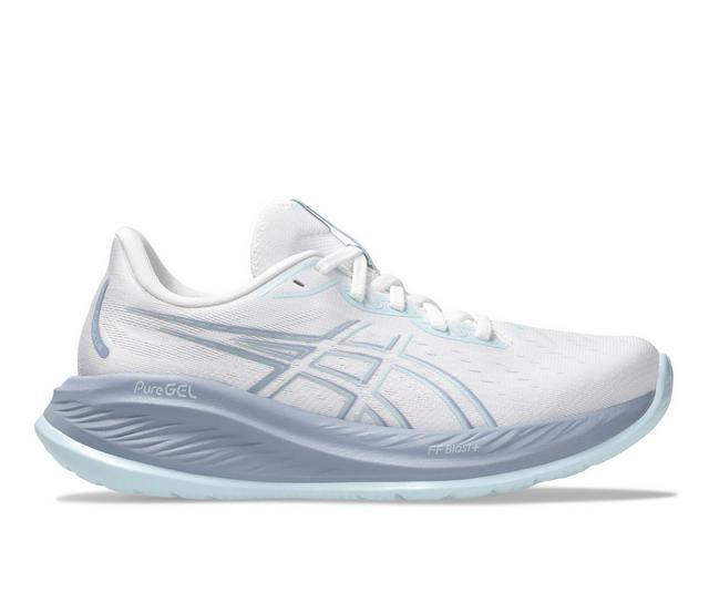 Women's ASICS Gel Cumulus 26 Running Shoes in White/Cool Grey color