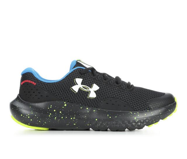 Boys' Under Armour Big Kid Surge 4 Running Shoes in Blk/Blk/Multi color