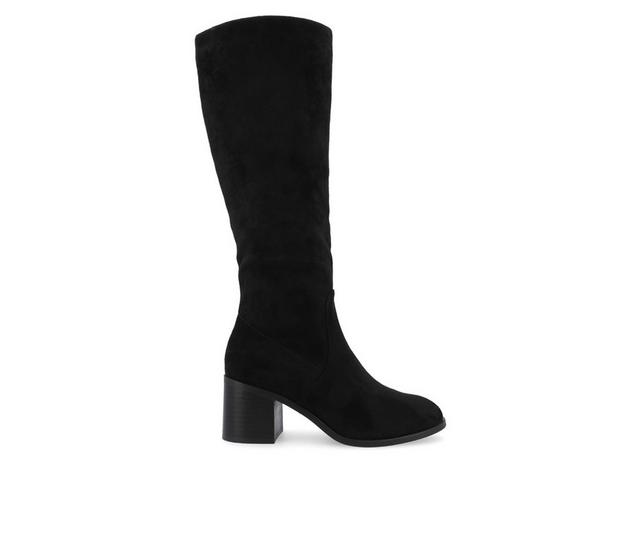 Women's Journee Collection Romilly Wide Width Extra Wide Calf Knee High Boots in Black Suede Wid color