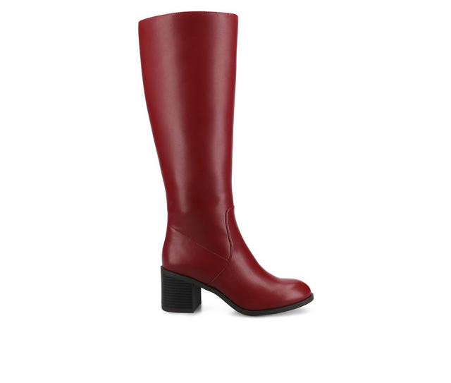 Women's Journee Collection Romilly Knee High Boots in Cranberry color