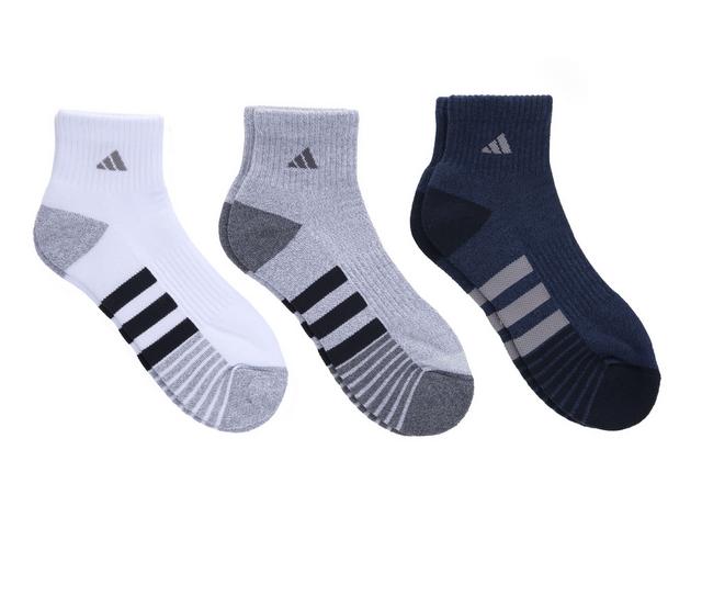 Adidas 3 Pack Cushion Quarter Socks in Blue Grey Wht color