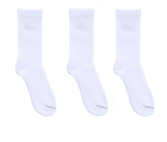 Adidas 3 Pack Mens Cushion Crew Socks in White color