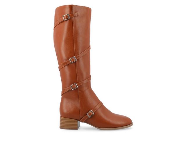 Women's Journee Collection Elettra Knee High Boots in Cognac color