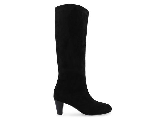 Women's Journee Collection Jovey Knee High Boots in Black Suede color