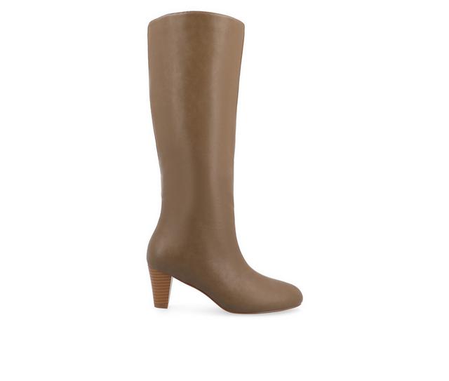 Women's Journee Collection Jovey Knee High Boots in Taupe color