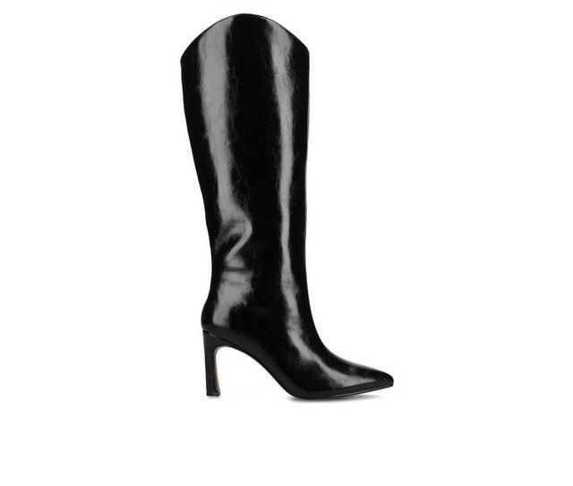 Women's Journee Collection Rehela Knee High Boots in Patent Black color