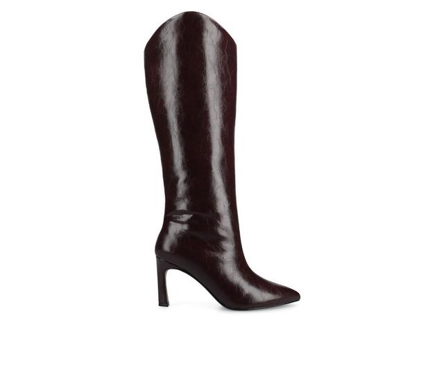 Women's Journee Collection Rehela Knee High Boots in Patent Oxblood color