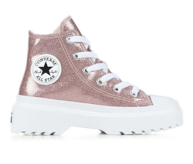 Girls' Converse Chuck Taylor AllStar LugLift PS Sneakers in Blush/Wht/Glttr color