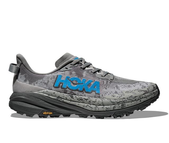 Men's Hoka Speedgoat 6 Trail Running Shoes in Grey/Blue color