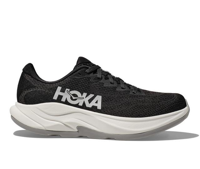 Men's Hoka Rincon 4 Running Shoes in Black/White color