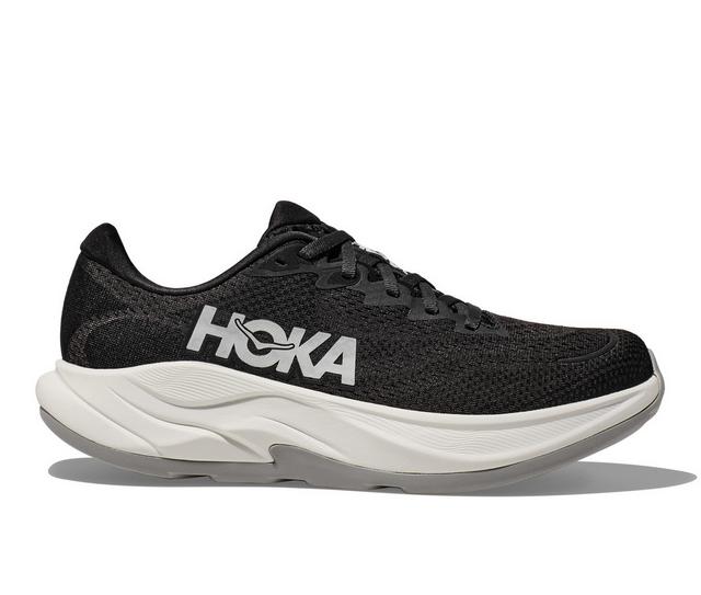 Women's Hoka Rincon 4 Running Shoes in Black/White color