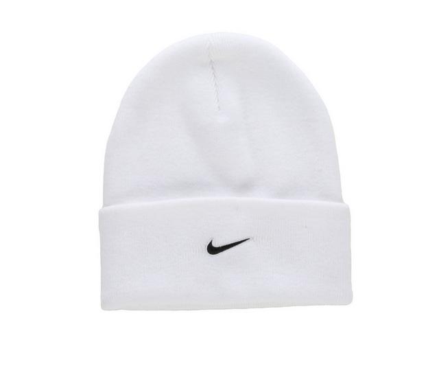 Nike Unisex Peak Swoosh Beanie in White/Black color