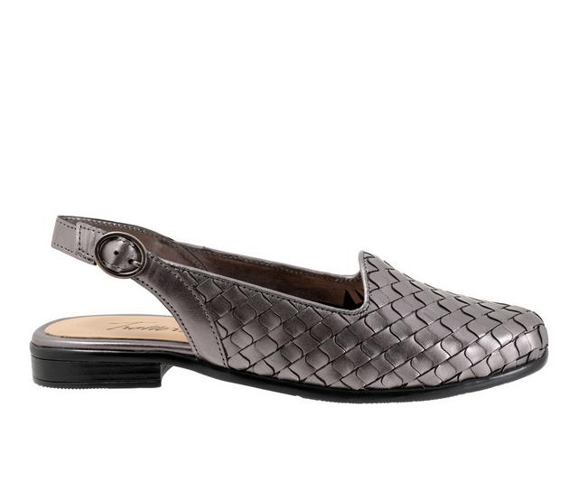 Women's Trotters Lea Slingback Flats in Pewter color