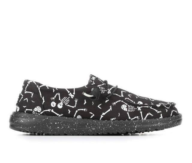 Women's HEYDUDE Wendy Skeleton Casual Shoes in Black color
