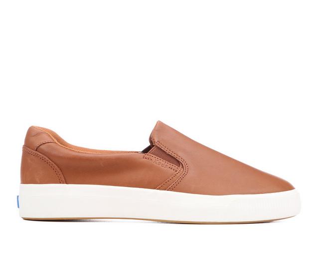 Women's Keds Pursuit Slip Leather Slip-On Shoes in Cognac color