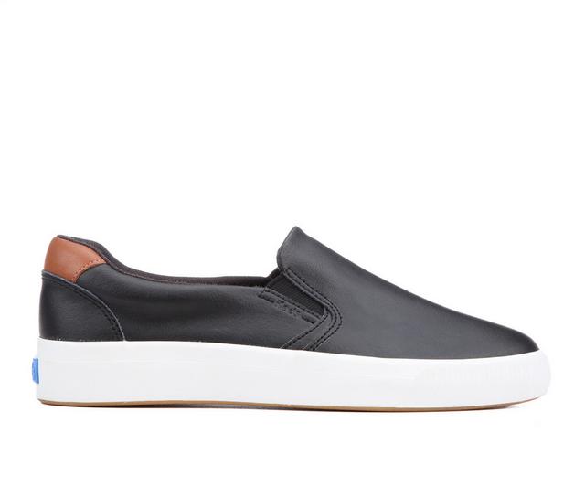 Women's Keds Pursuit Slip Leather Slip-On Shoes in Black color