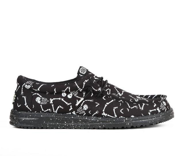 Men's HEYDUDE Wally Skeletons Casual Shoes in Black color