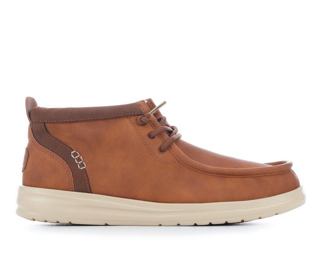 Men's HEYDUDE Wally Classic Mid-M Casual Shoes in Cognac/Tan color