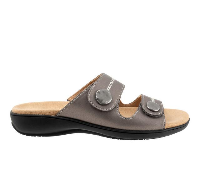 Women's Trotters Ruthie Stitch Sandals in Pewter color