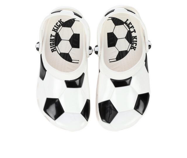 Kids' Crocs Little Kid Crocs Classic Soccer Ball Clogs in White/Black color