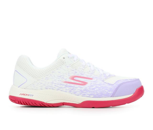 Women's Skechers Go 172070 Go Viper Pickleball Court Sneakers in Wht/Lav/Pink color