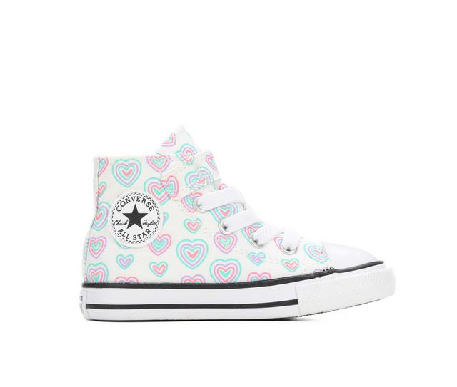 Girls' Converse Infant & Toddler Chuck Taylor All Star Mid Hearts Sneakers in White/Pnk/Wht color