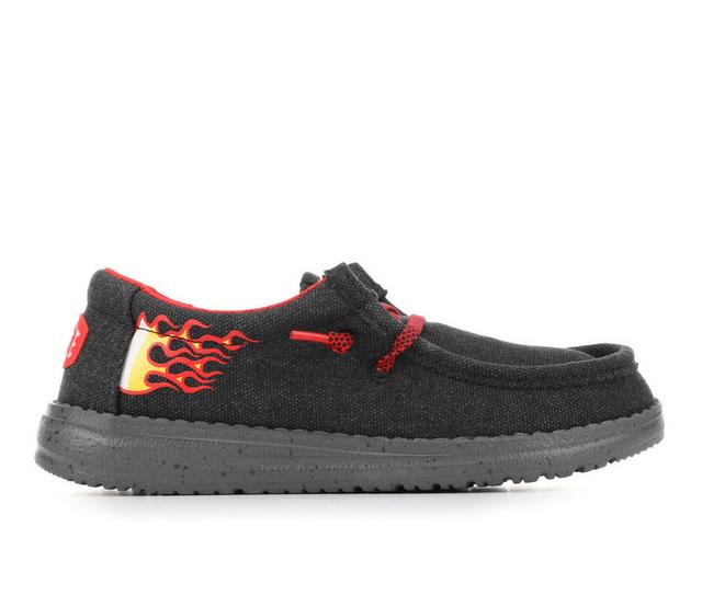 Boys' HEYDUDE Little Kid Wally Hot Wheels Casual Shoes in Black/Multi color