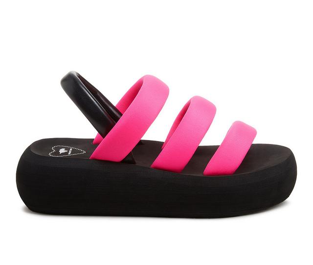 Women's Rocket Dog Smile Platform Sandals in Hot Pink color
