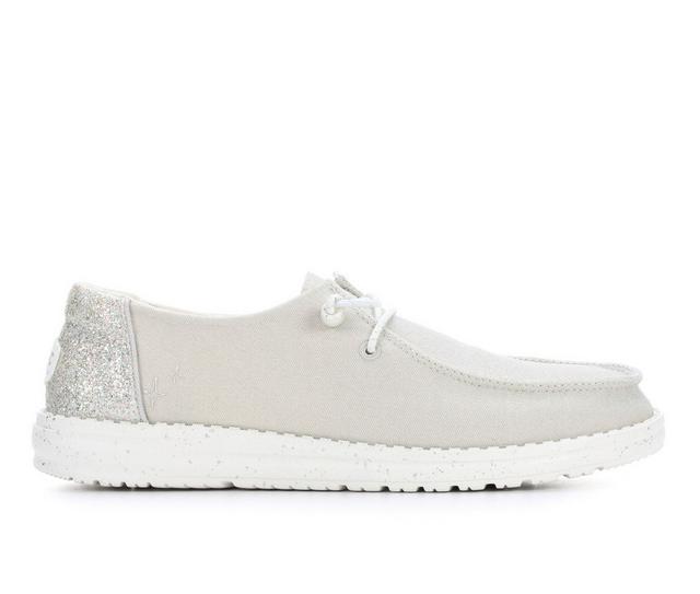 Women's HEYDUDE Wendy Celestial Shine Slip-On Shoes in Ivory color