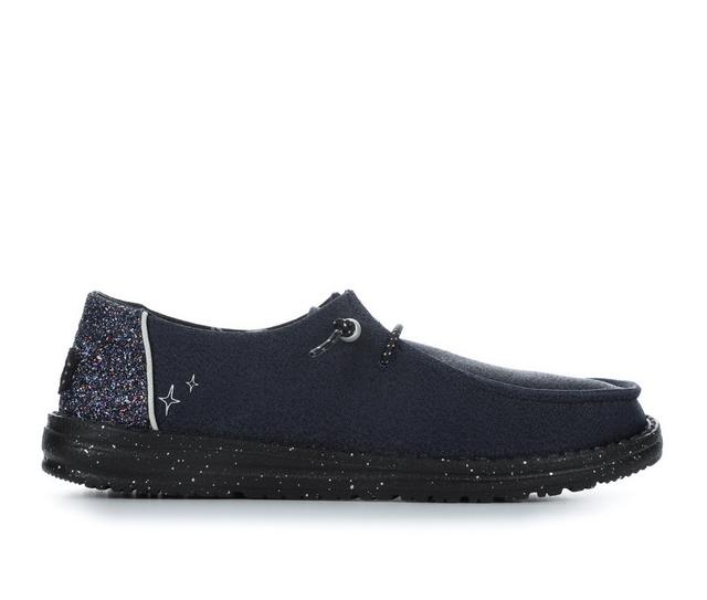 Women's HEYDUDE Wendy Celestial Shine Slip-On Shoes in Navy color