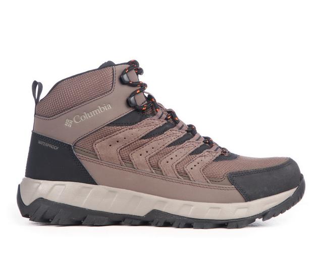 Men's Columbia Strata Trail Mid WP Hiking Boots in Mud/Desert Brwn color