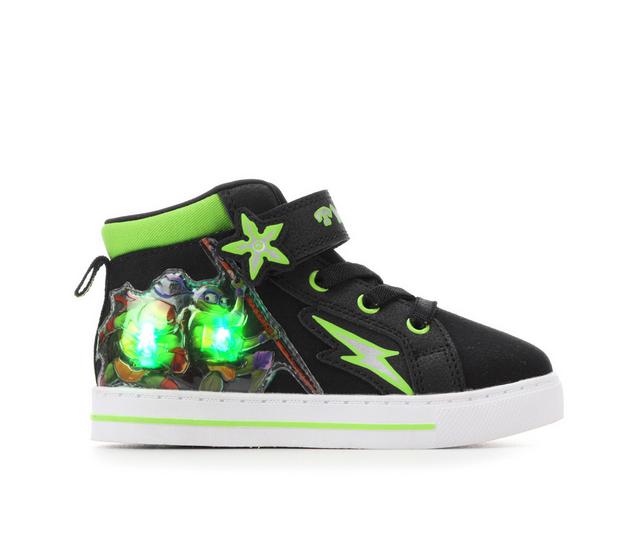 Boys' Nickelodeon Toddler 6-12 TMNT Lighted Mid Top 2 Light-Up Sneakers in Black/Green color