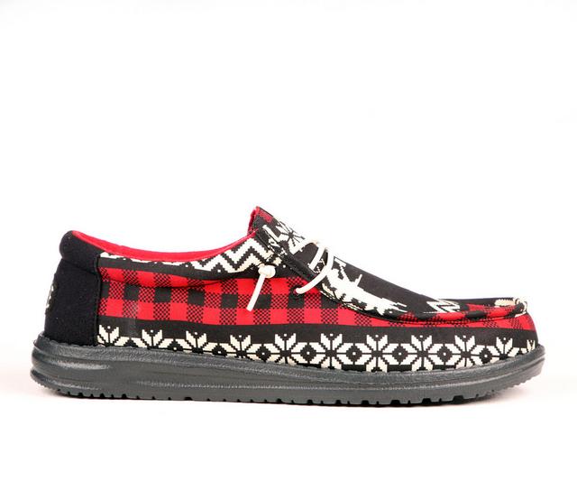 Men's HEYDUDE Wally Holiday Cheers Casual Shoes in Black/Multi color